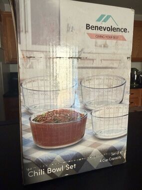 Benevolence Clear Glass Chili Bowl Set - Set of 4